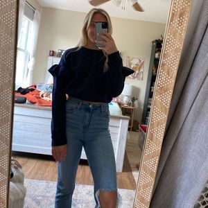 💖 3 for $35 Forever 21 Navy Blue Ruffle Cropped Sweater